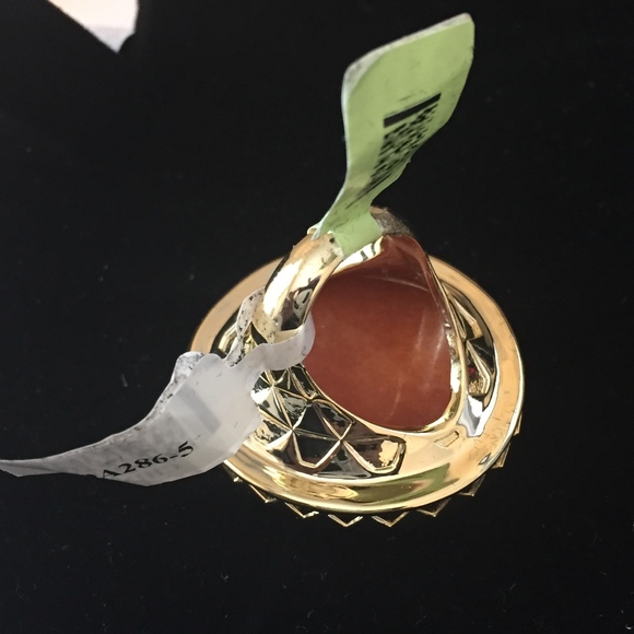 Orange Quartzite 18k Yellow Gold/Bronze Ring Size5 - Picture 6 of 8